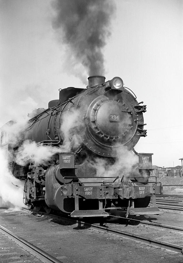Locomotive in Rail Yard - St. Louis 1939 Photograph by War Is Hell Store