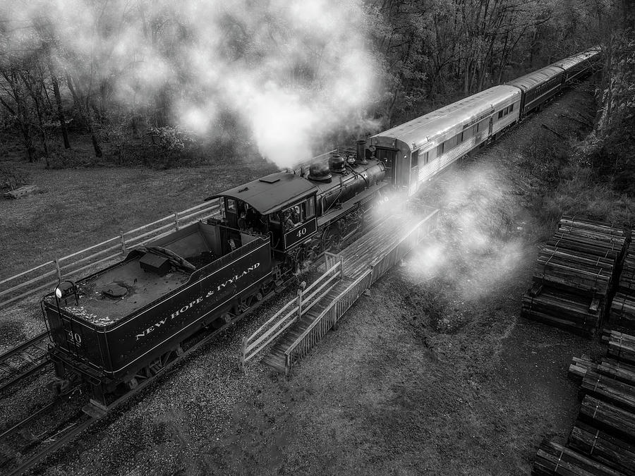 Locomotive No 40 PA BW Photograph by Susan Candelario