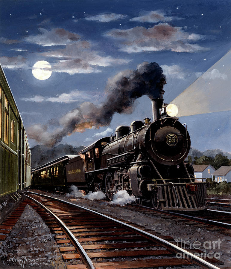 Locomotives - Seaboard Air Line 4-6-2 Type Engine Number 89 At Columbia, South Carolina Painting by J Craig Thorpe