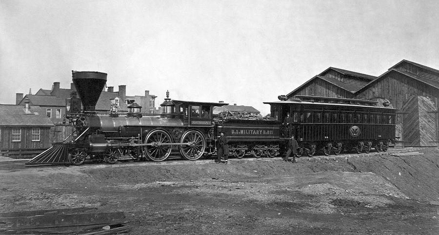 Locomotive W.H. Whiton and Lincolns Rail Car - Alexandria 1865 Photograph by War Is Hell Store