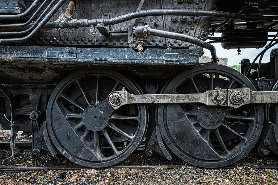 Vintage Photograph - Locomotive Wheels by Mike Burgquist