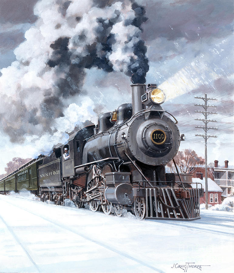 Locomotives - The New Haven Railroad 4-4-2 Type Engine Number 1100 The Merchants Limited Painting by J Craig Thorpe