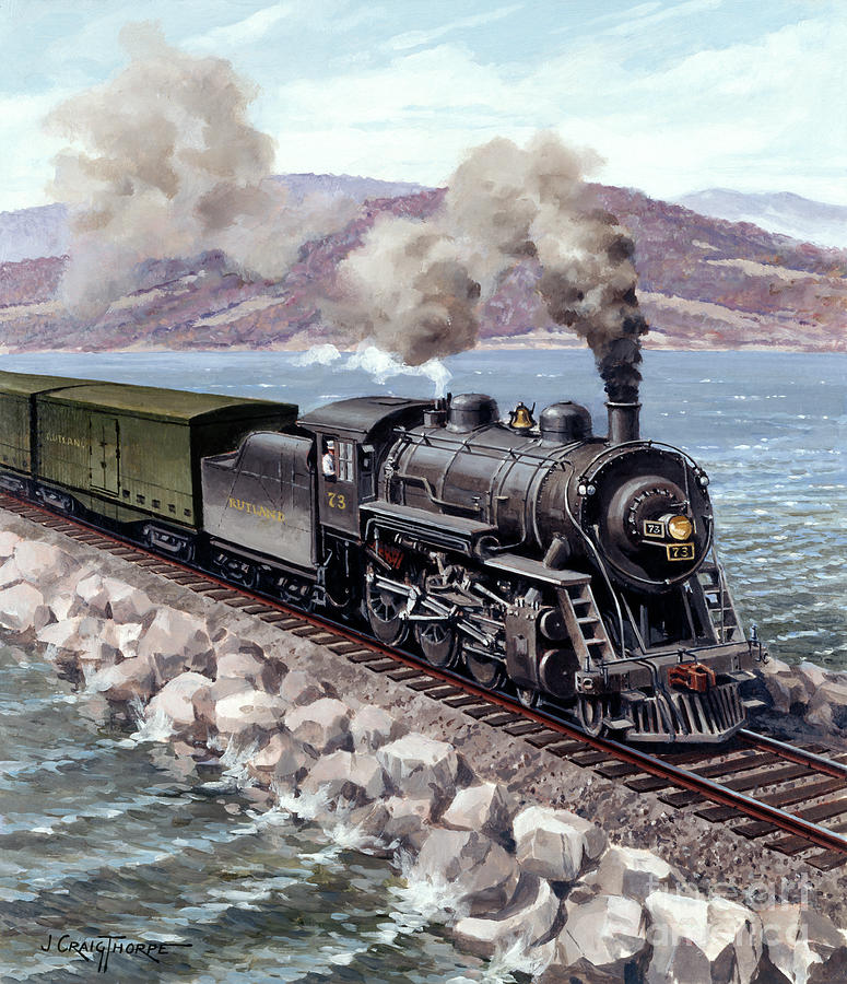 Locomotives - Rutland Railroad 4-6-0 Type Engine Number 73 Painting by J Craig Thorpe