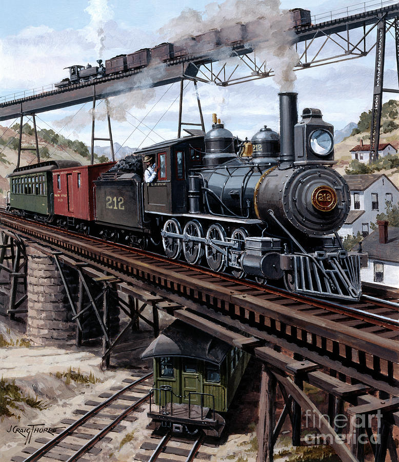 Locomotives - Fremont, Elkhorn And Missouri Valley Railroad 4-8-0 Type Engine Number 212 Painting by J Craig Thorpe
