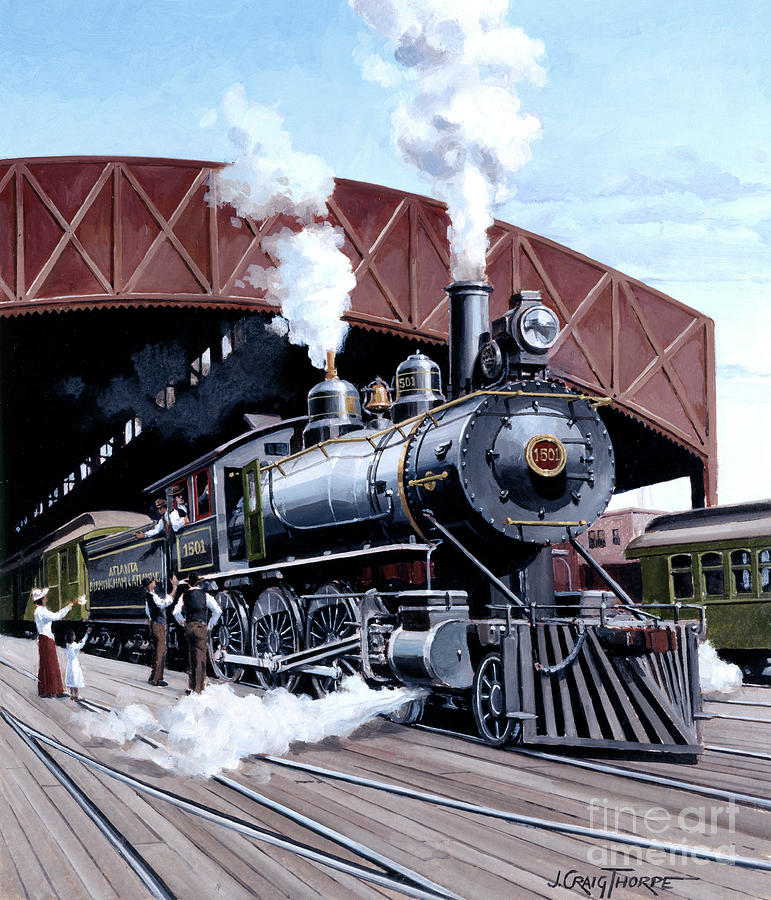 Locomotives - Atlanta, Birmingham And Atlantic Railroad Bee Line 4-6-0 Type Engine Number 1501 Painting by J Craig Thorpe