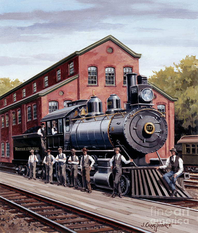 Locomotives - Roanoke Machine Works 2-8-0 Type Engine Number 117 Painting by J Craig Thorpe