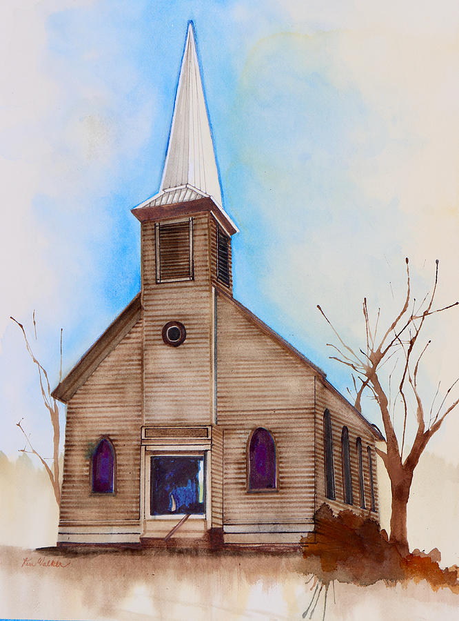 Locust Grove Church Watercolor Painting by Kimberly Walker