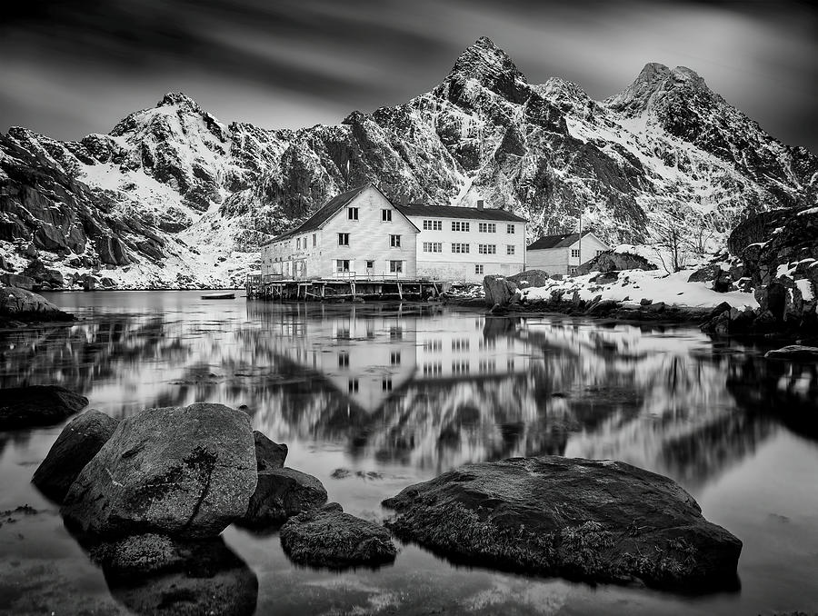 Lofoten Abandoned Fish Factory bw Photograph by Jerry Fornarotto