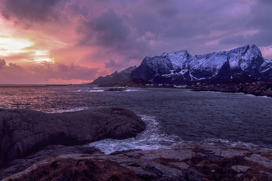 Bay Photograph - Lofoten Coastal Sunset by Norma Brandsberg