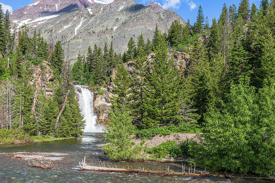 Log Below Running Eagle Falls Photograph by Robert Carter