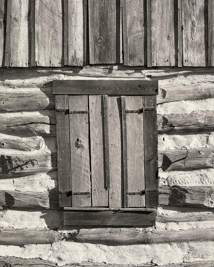 Log Cabin and Window Shutter Photograph by Jeff White