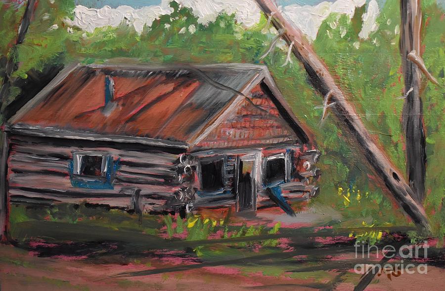 Log Cabin Innisfil Painting by Monika Shepherdson