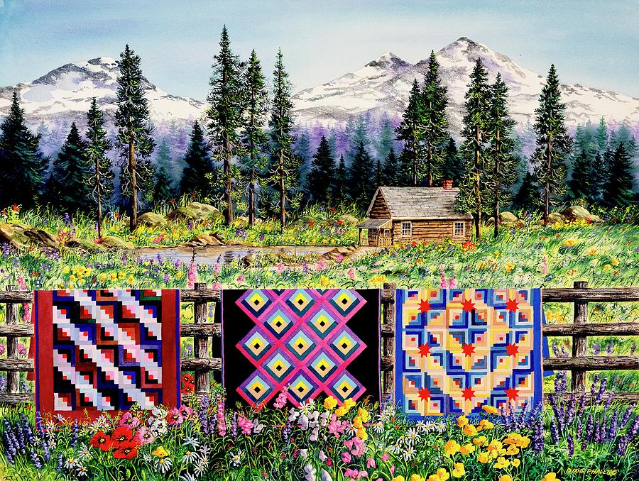 Log Cabin Quilts Painting by Diane Phalen