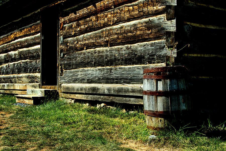 Log Cabin Rain Barrel Photograph by Paul W Faust - Impressions of Light
