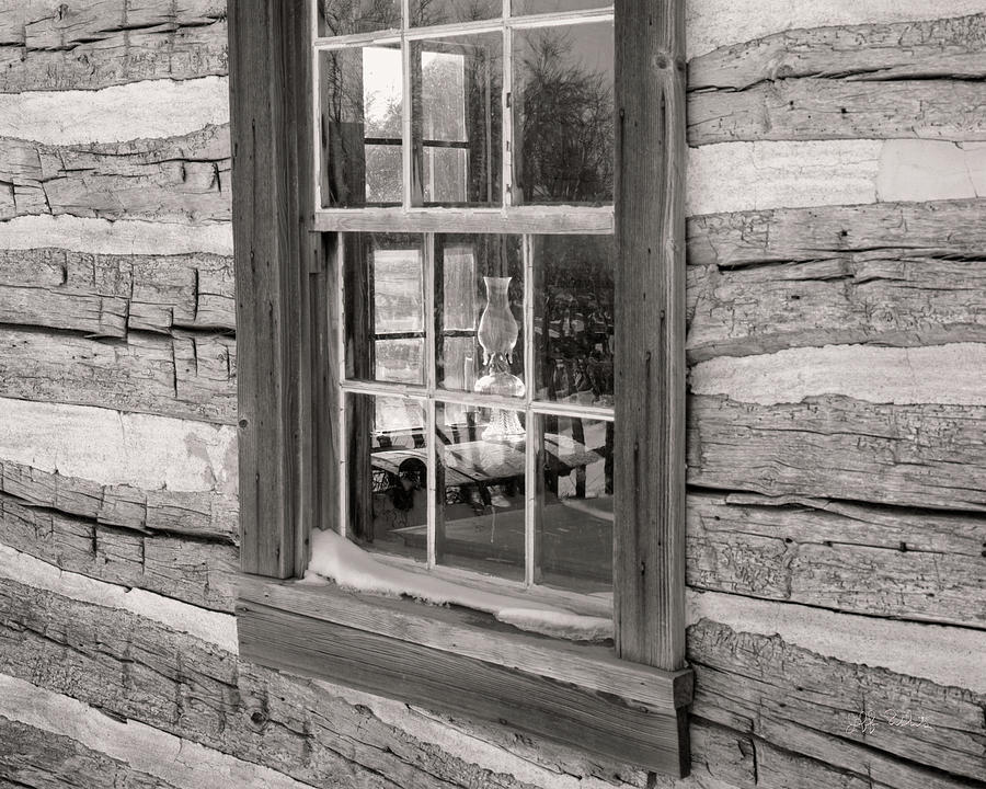 Log Cabin, Window and Lamp Photograph by Jeff White
