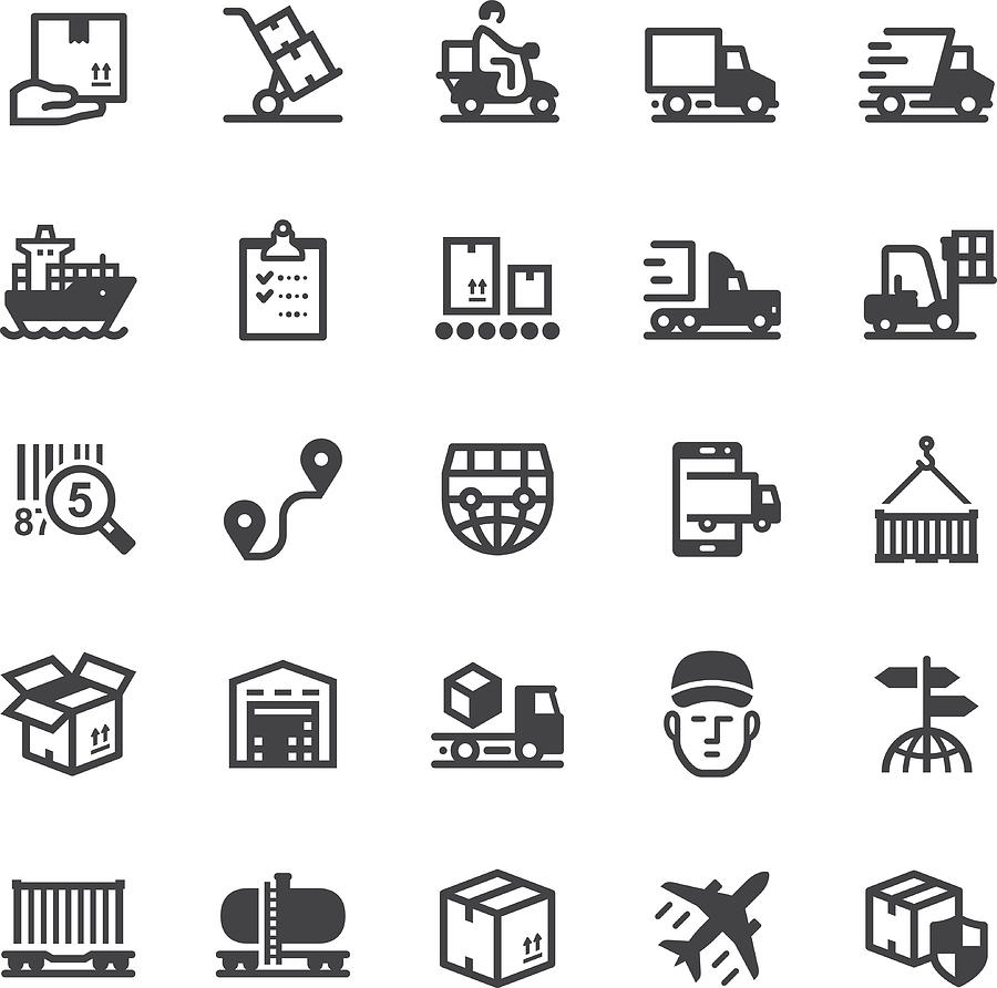Logistics icons - Black series Drawing by Steppeua