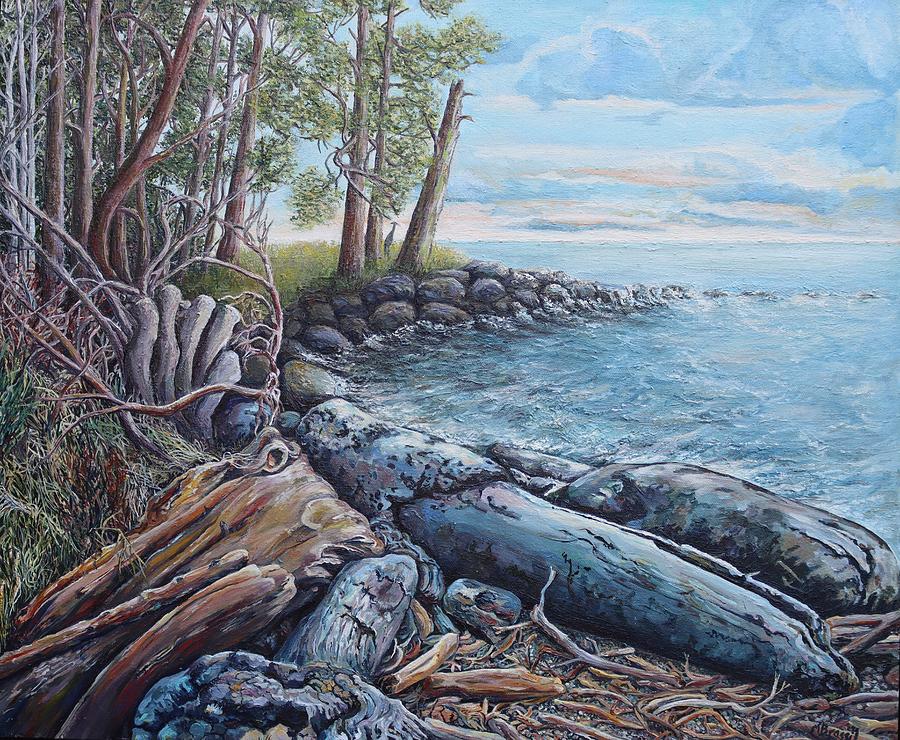 Logs Ashore Painting by Margot Brassil
