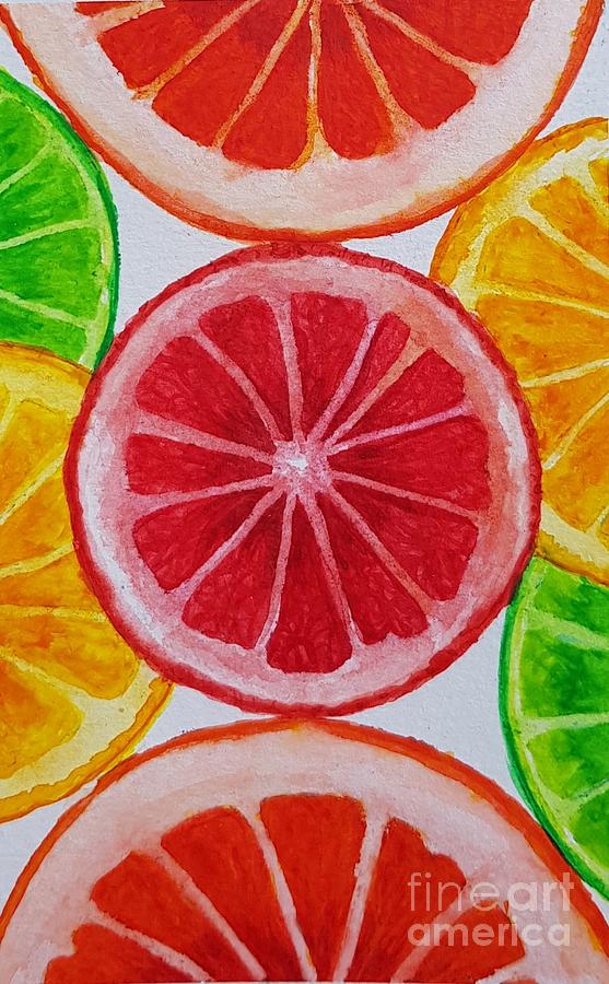 LOL Lemon Orange Lime Painting by Paola Baroni