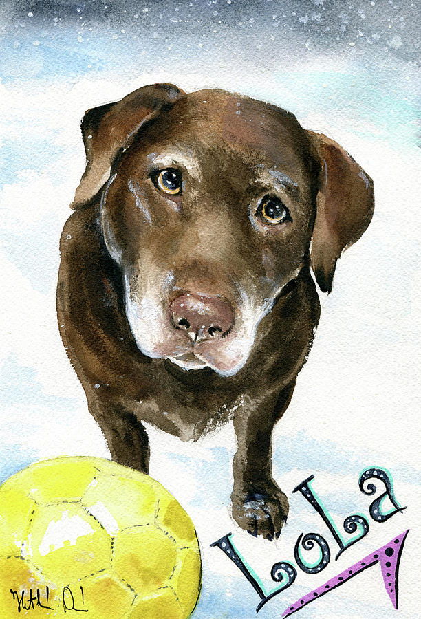 Lola Chocolate Labrador Dog Painting Painting by Dora Hathazi Mendes
