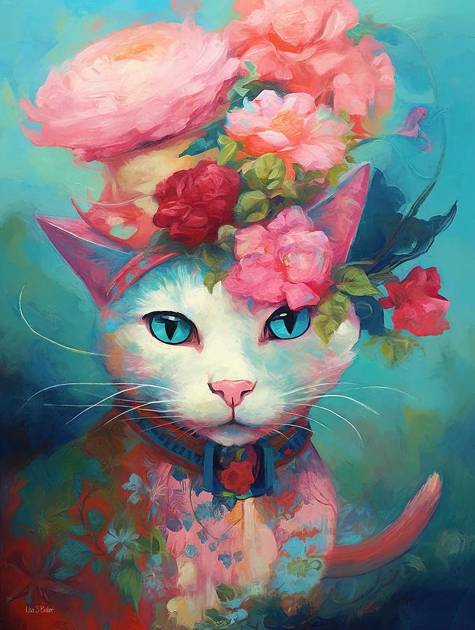 Lola Kitty Rose Digital Art by Lisa S Baker