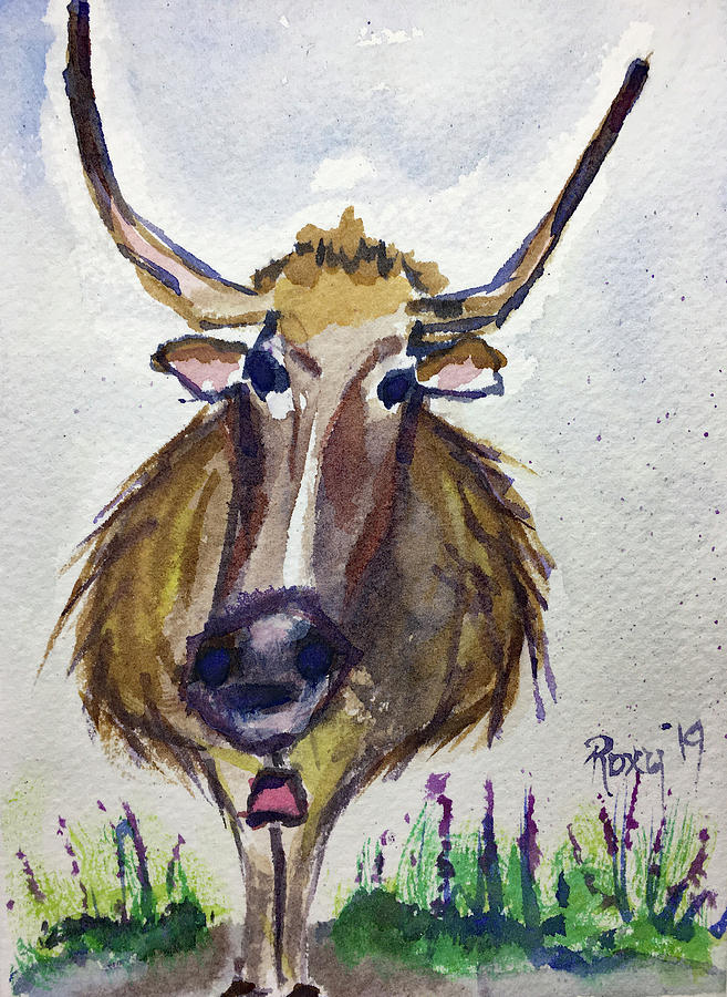 Lola Longhorn Painting by Roxy Rich