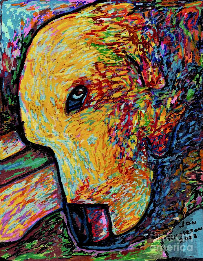 Lola the dog Painting by Jon Kittleson