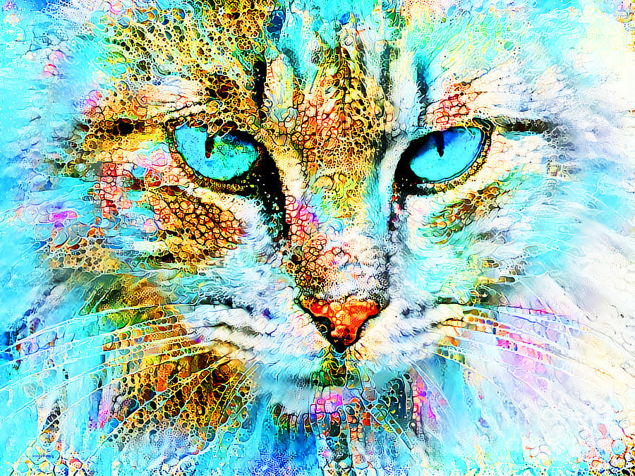 Lola The Dreamy Cat in Contemporary Vibrant Colors 20200926 v2 Photograph by Wingsdomain Art and Photography