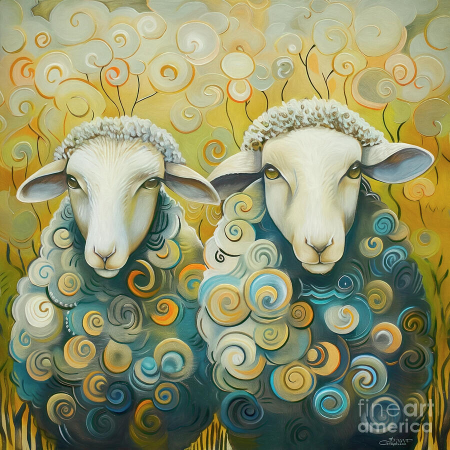 Sheep Digital Art - Lolita and Lorella by Jutta Maria Pusl