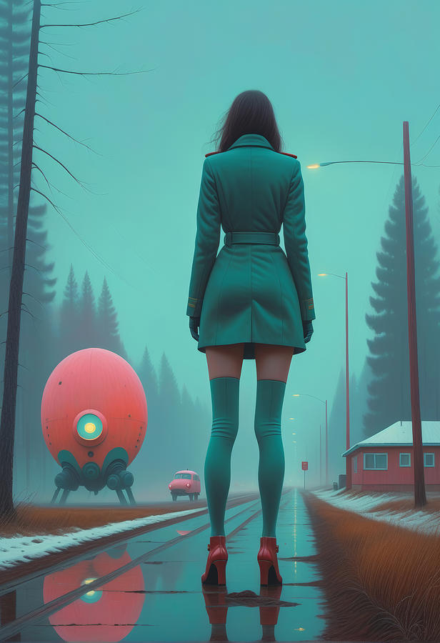 Science Fiction Painting - Lolita vs Aliens by My Head Cinema