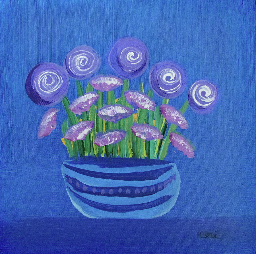 Lollipop Flowers Painting by Corinne Carroll