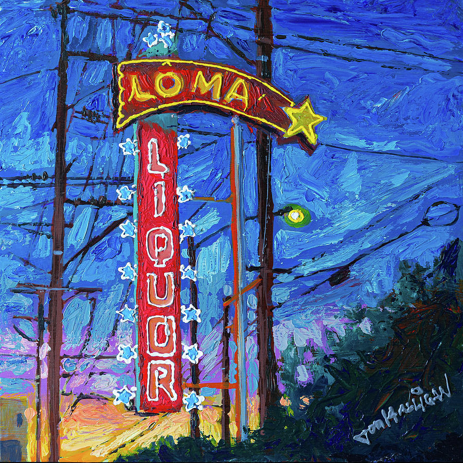 Loma Liquor Sunset Painting by Tom Halligan Loma Liquor Sunset Painting by Tom Halligan