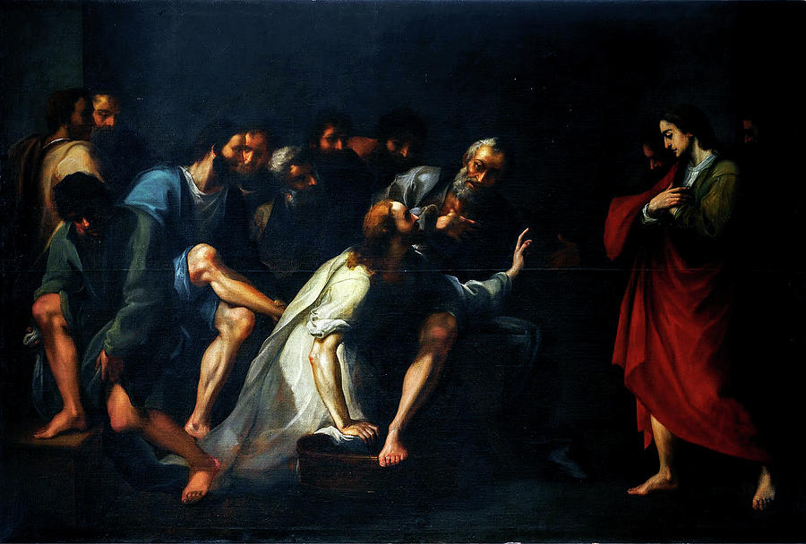 Lombard School 17th Century CHRIST WASHING THE APOSTLES FEET Painting ...