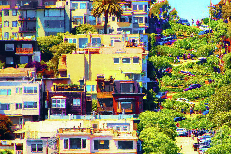 Lombard Street San Francisco Crookedest Street In America R520 20200212 Painterly v3 Photograph by Wingsdomain Art and Photography