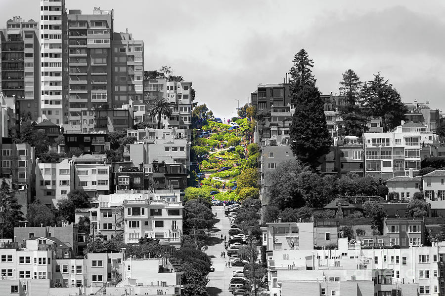 Lombard Street San Francisco Crookedest Street In America R520 Selective Color Photograph by Wingsdomain Art and Photography