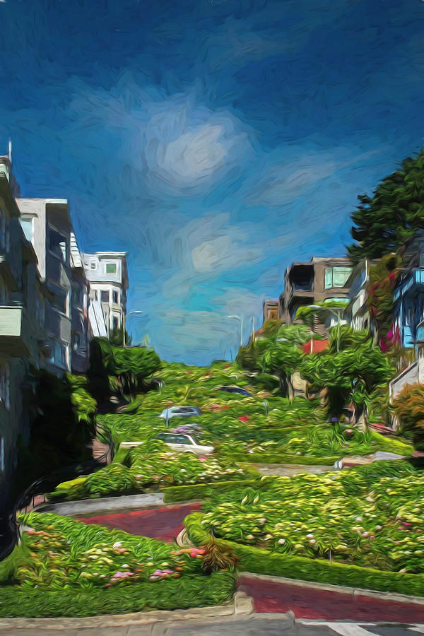 Lombard Street San Francisco Painted Photograph by Judy Vincent