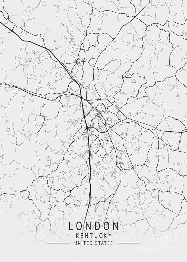 London Kentucky Us Gray City Map Digital Art By Tien Stencil Fine Art America 8083