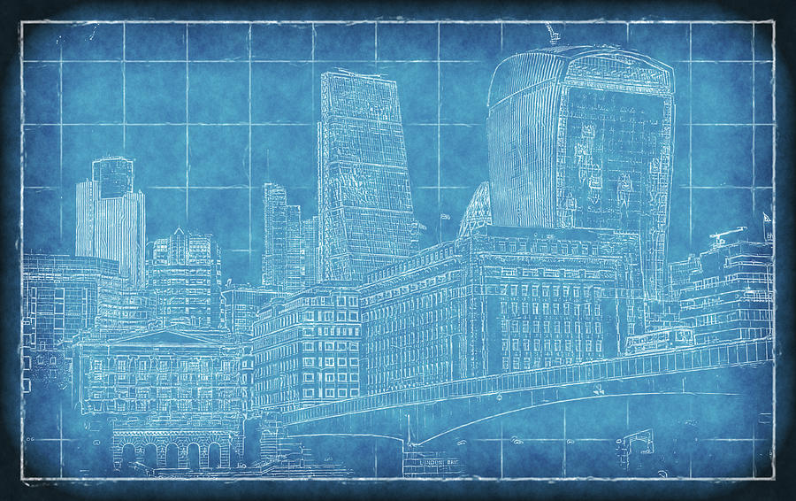 London Blueprint Digital Art by Richard Downs