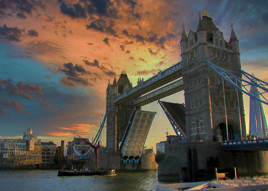 London Tower Bridge Painting Mixed Media by Ron Grafe