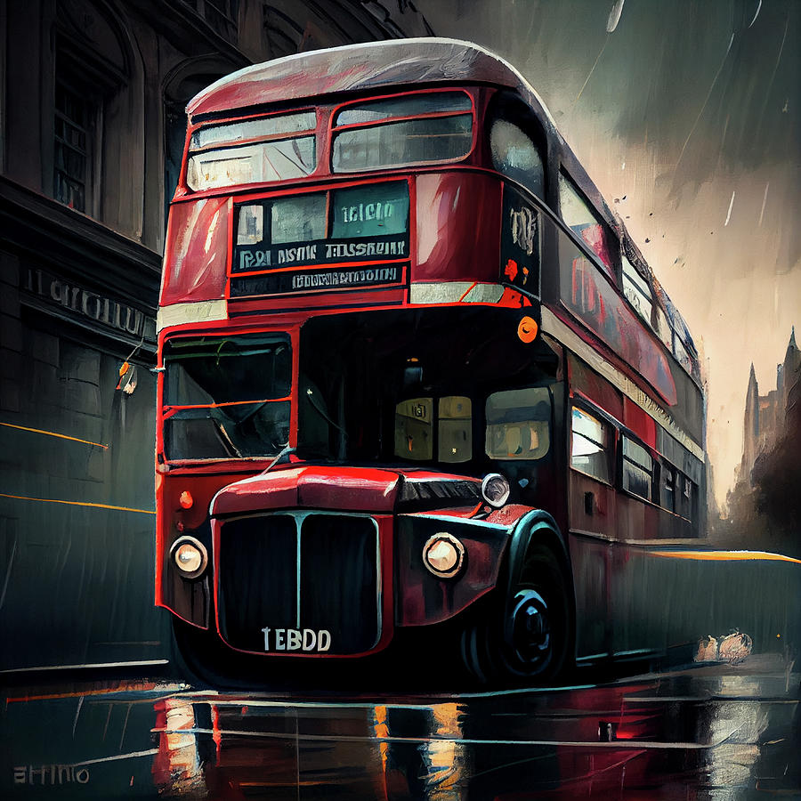 London Bus, London UK Digital Art by British Framed - Fine Art America