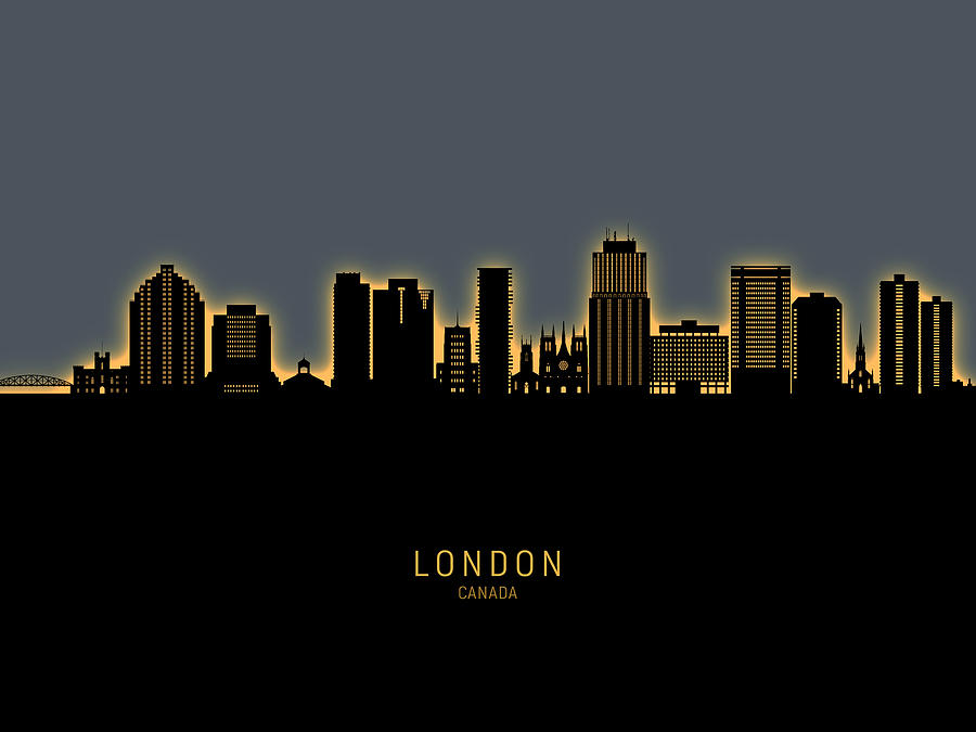 London Canada Skyline #16 Digital Art by Michael Tompsett
