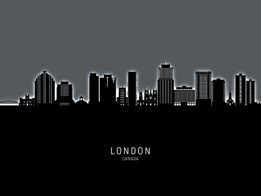 London Canada Skyline #17 Digital Art by Michael Tompsett