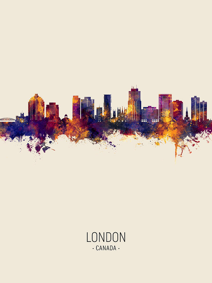 London Canada Skyline #26 Digital Art by Michael Tompsett