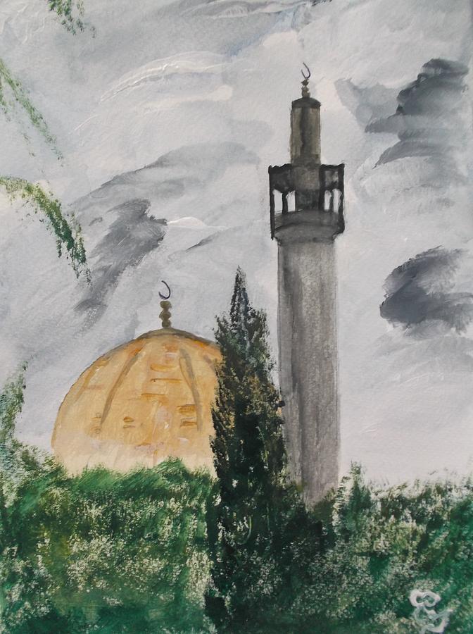 London Central Mosque Regents Park Painting by Carole Robins