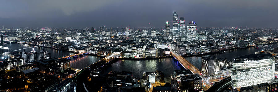 London City and the Thames River at night Photograph by Sonny Ryse