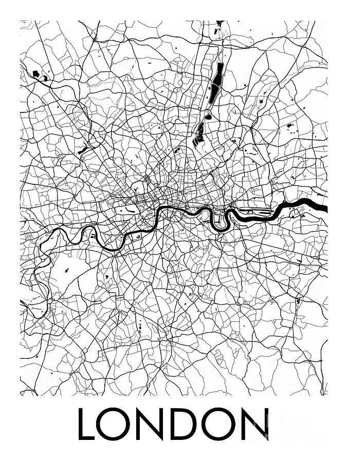 London city map. Minimalist map of United Kingdom. Digital Art by ...