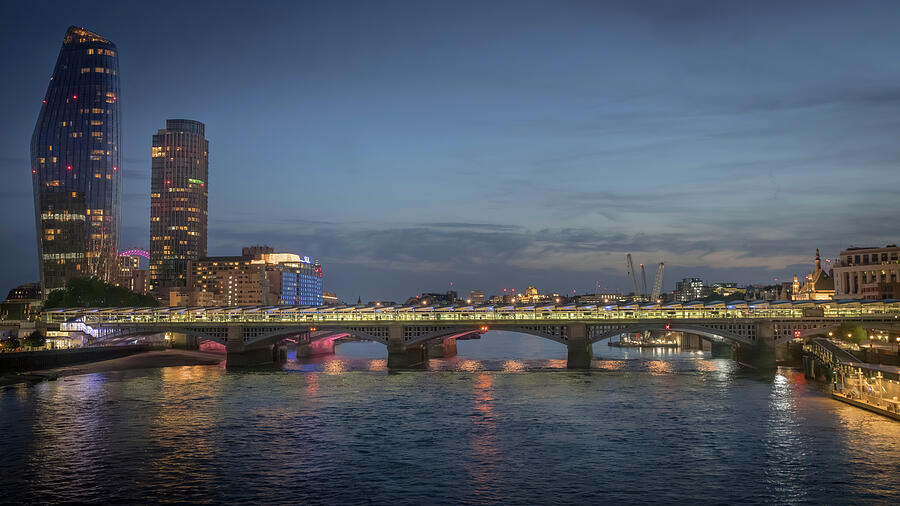 London City Skyline And River Views At Dusk Photograph