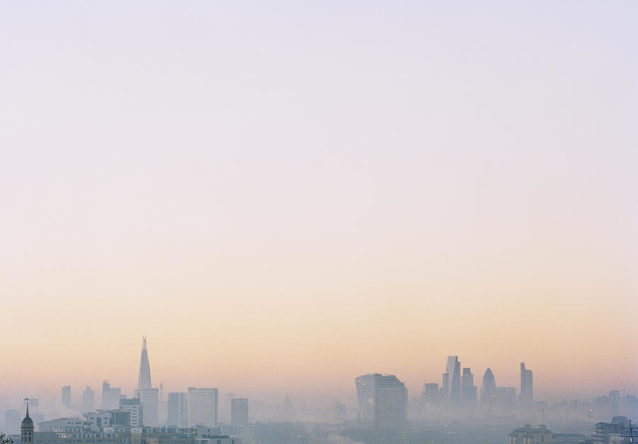 London city skyline with Shard in the mist Photograph by Gary Yeowell