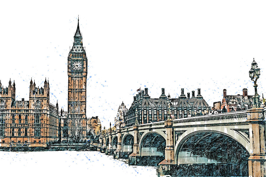 London Cityscape - 09 Painting by AM FineArtPrints