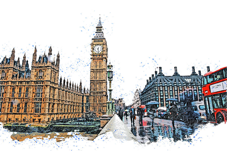 London Cityscape - 10 Painting by AM FineArtPrints