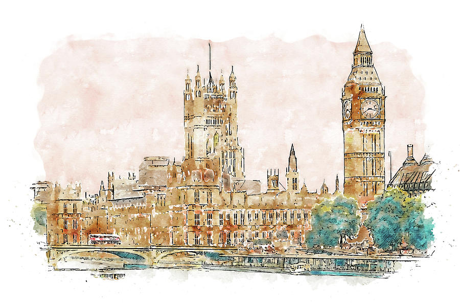 London Cityscape - 14 Painting by AM FineArtPrints